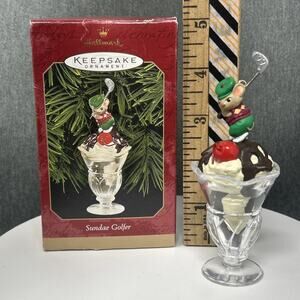 1999 Hallmark Keepsake Ornament Sundae Golfer Mouse Ice Cream Golf Holiday Decor